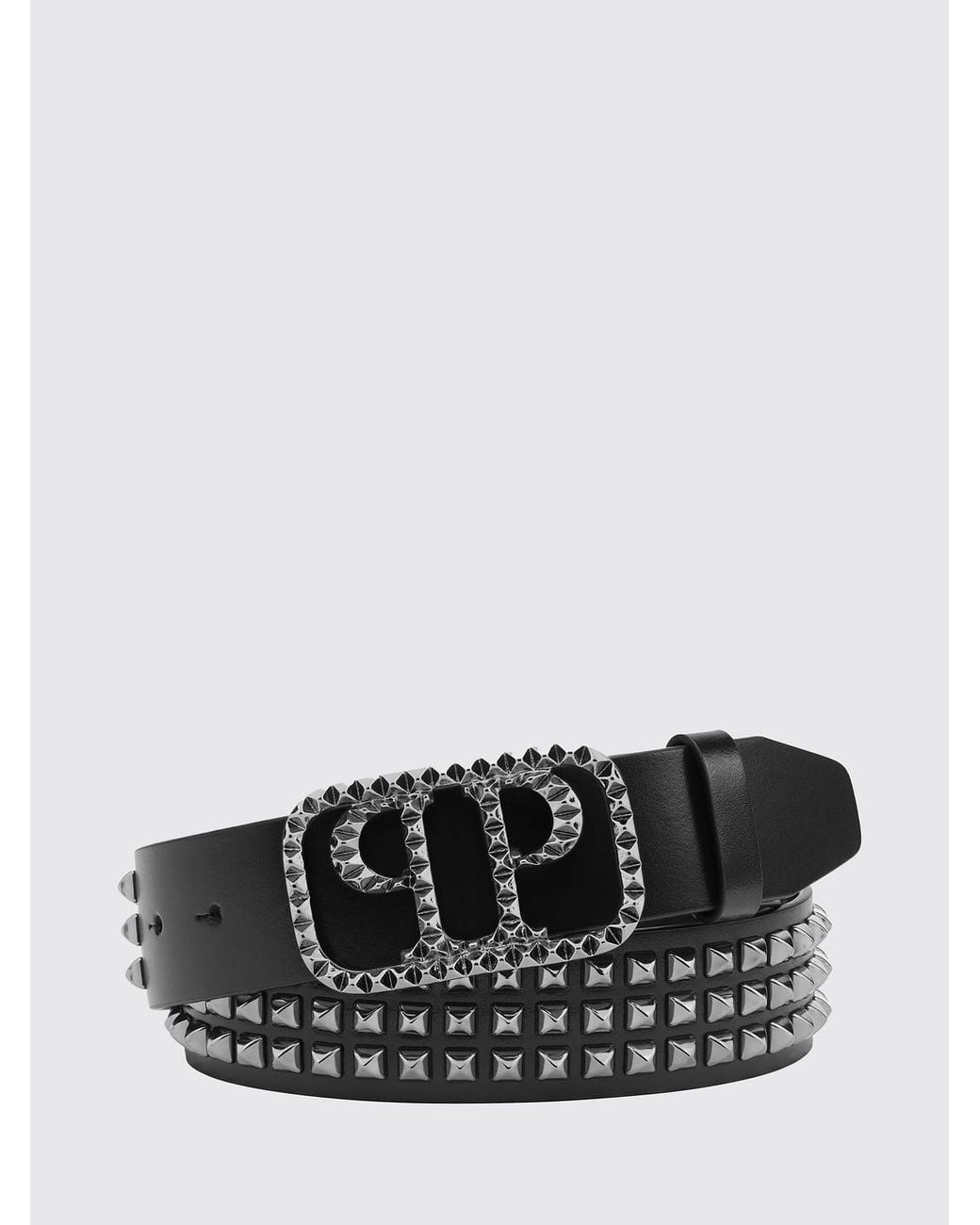 Philipp Plein Black Studded Leather Belt for men