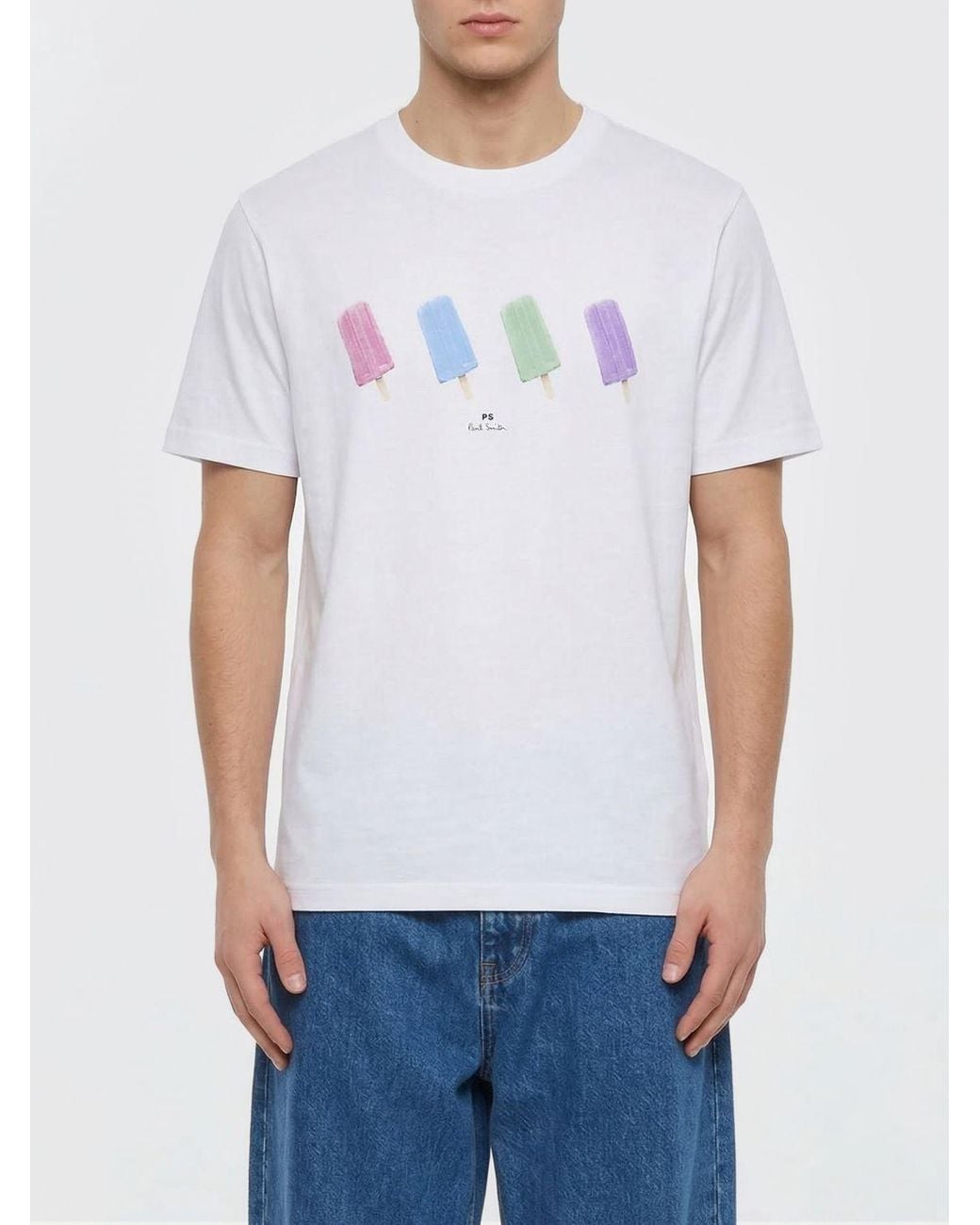 Paul Smith White Crew Neck Cotton T-Shirt for men