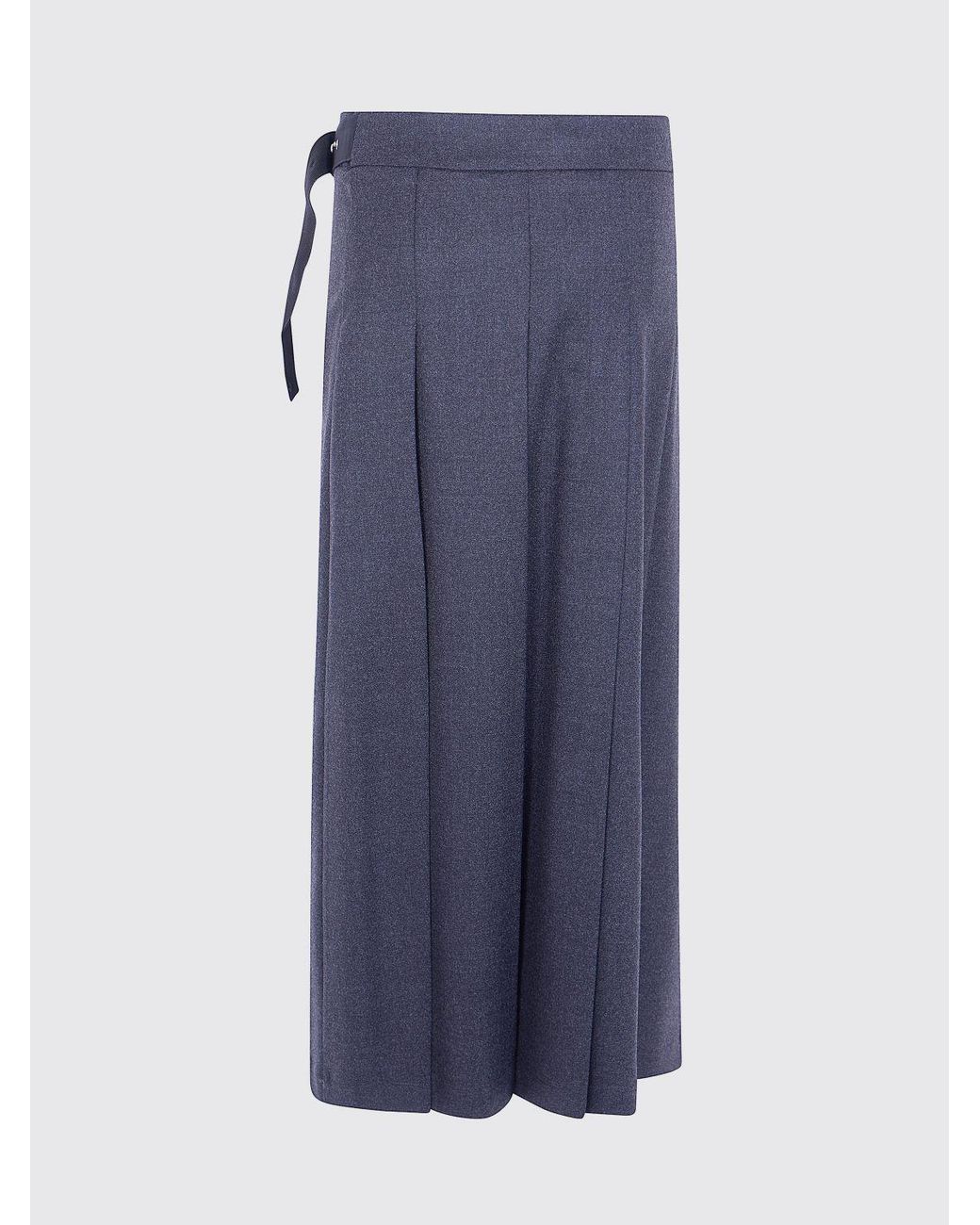 P.A.R.O.S.H. Blue P.A.R.O.S.H. Ludy High-Waisted Pleated Wool-Blend Midi Wrap Skirt