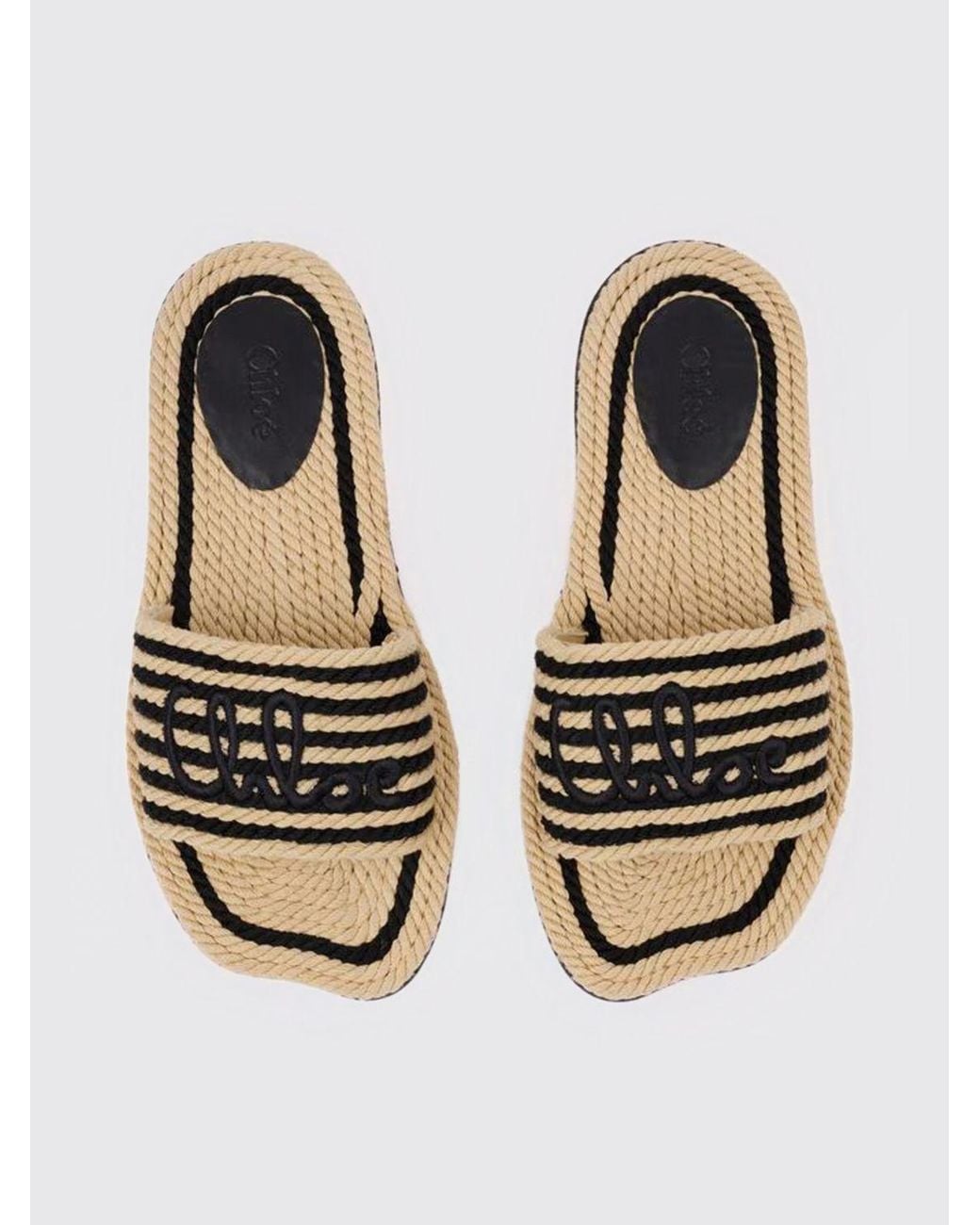 Chloé White ChloÉ Striped Woven Rope Sliders