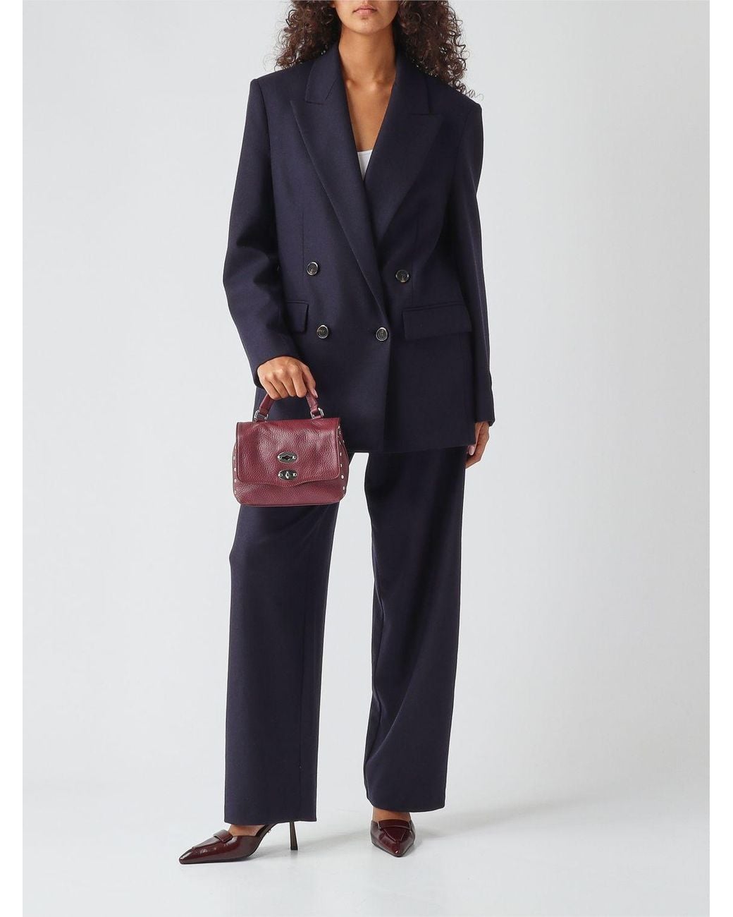 Pinko Blue Mid-Rise Wide-Leg Trousers