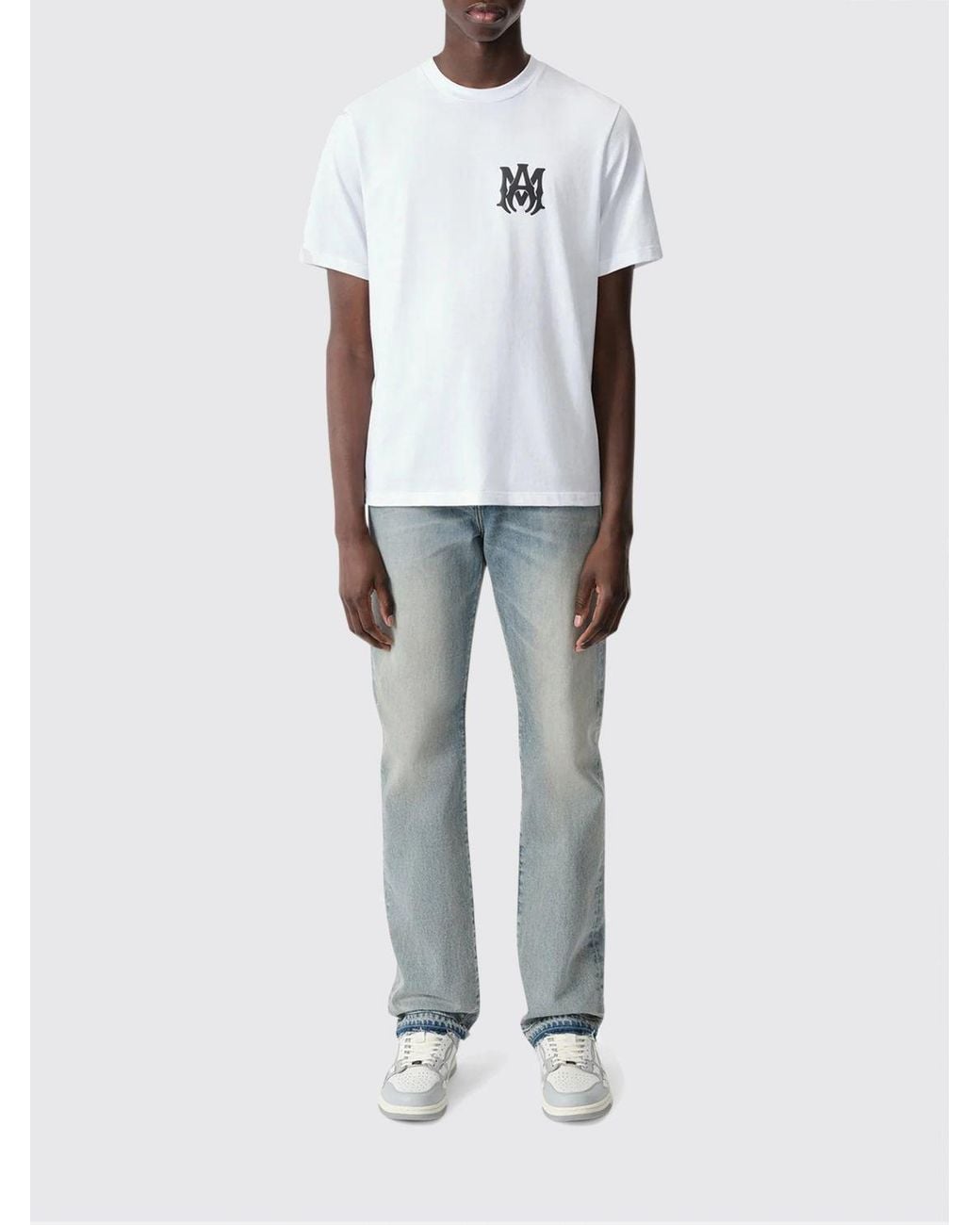 Amiri White Cotton T-Shirt With Logo Print for men