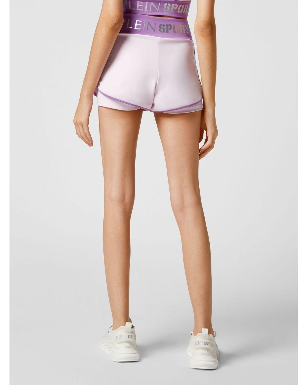 Philipp Plein White High-Waisted Sports Shorts With Logo Elastic Band