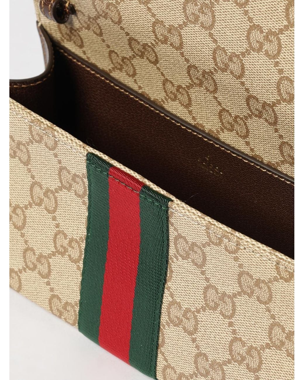 Gucci Natural Gg Canvas Mini Top Handle Bag With Web Stripe