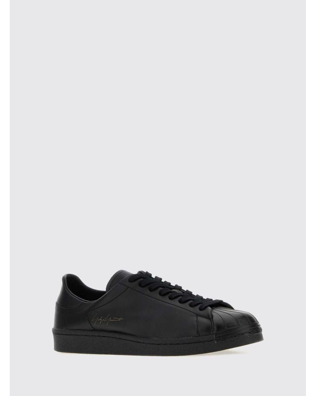 Y-3 Black Superstar Smooth Leather Sneakers With Printed Logo And Round Toe for men