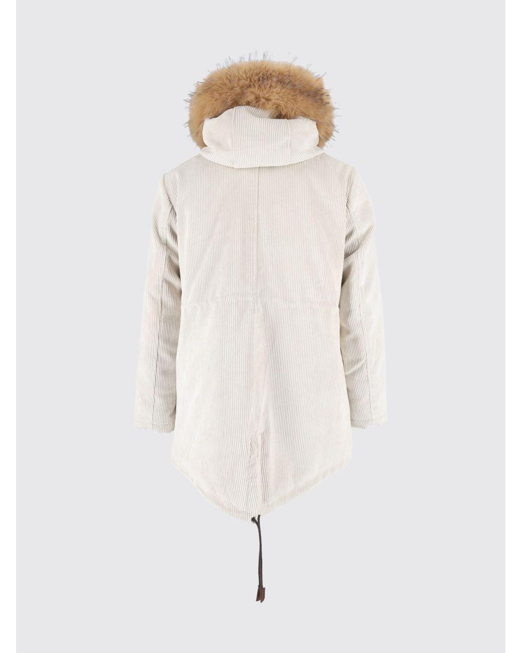 Mc2 Saint Barth Natural Short Padded Velvet Parka With Shearling Hood