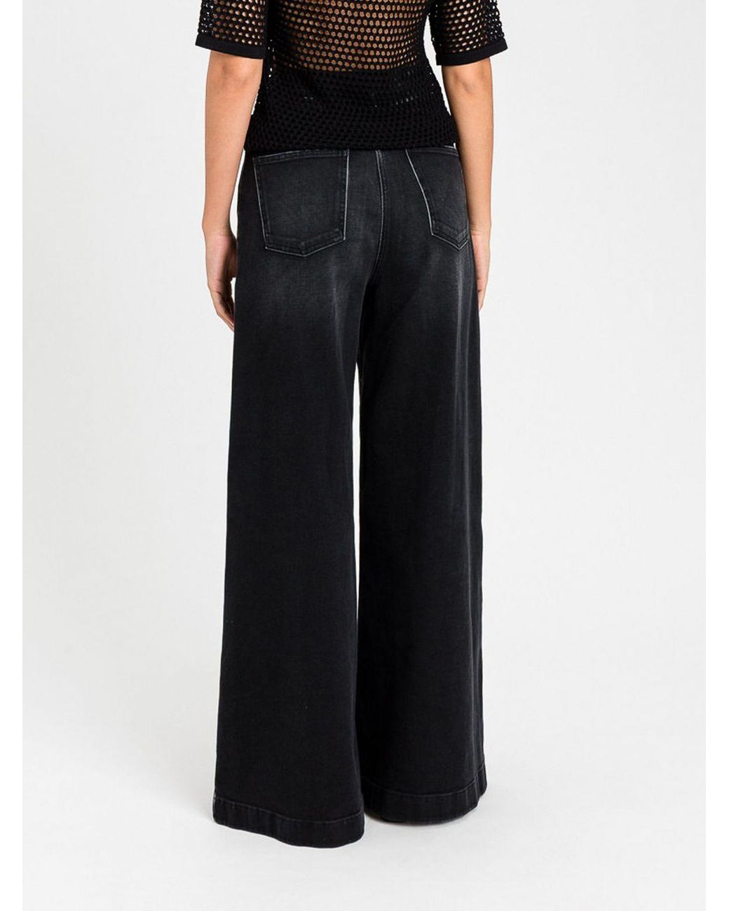 Twinset Black Stretch Denim Palazzo Jeans