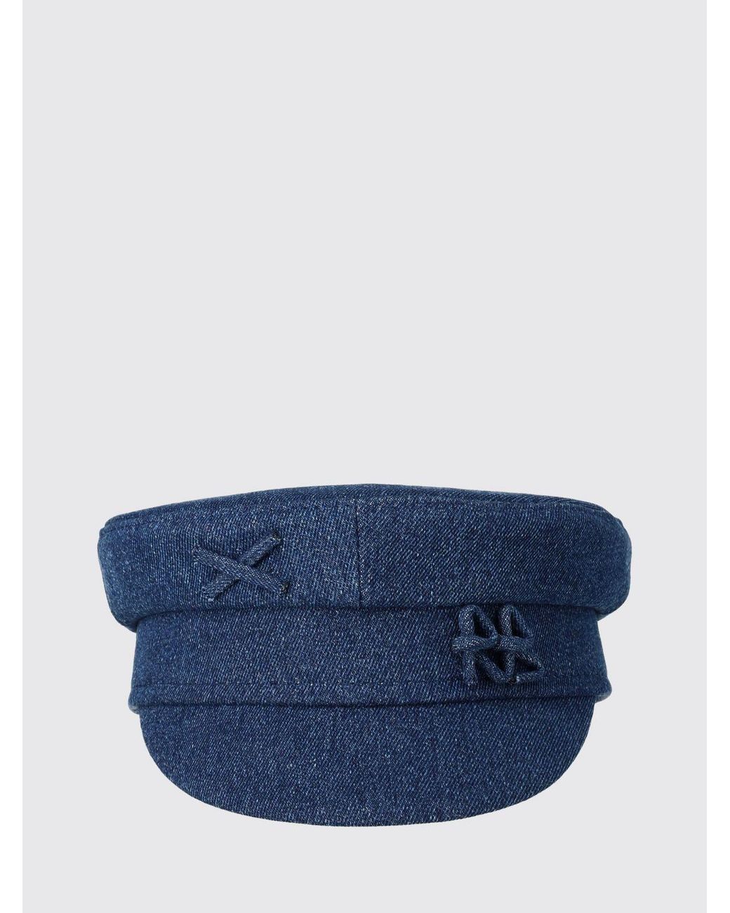 Ruslan Baginskiy Blue Cotton Denim Baker Boy Cap With Applied Logo