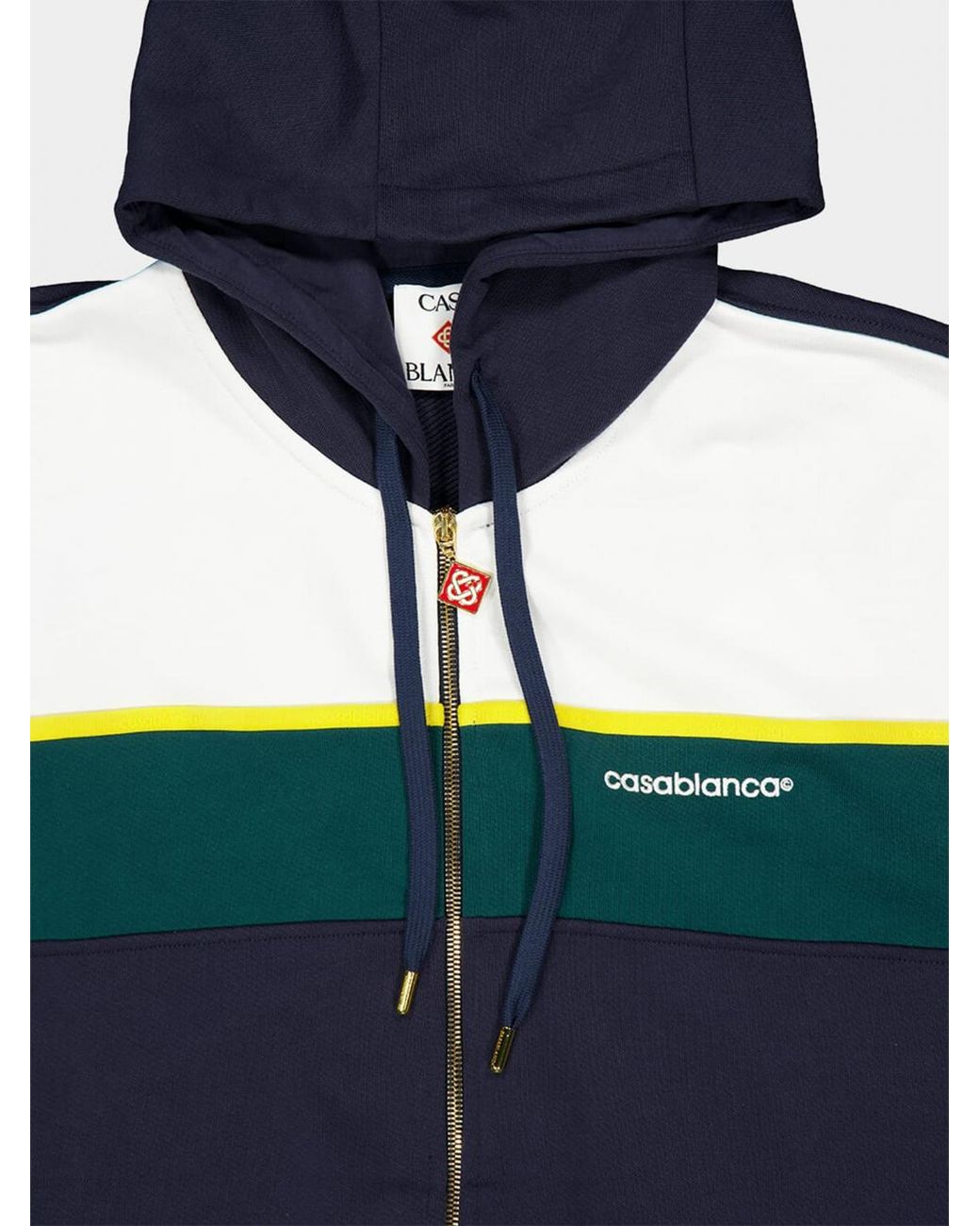 Casablanca Blue Striped Organic Cotton Zip-Up Hoodie With Embroidered Logo for men
