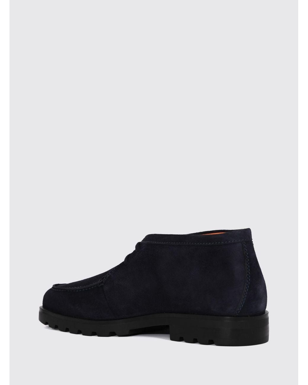 Santoni Blue Suede Chukka Boots With Lace-Up Closure And Lug Sole for men