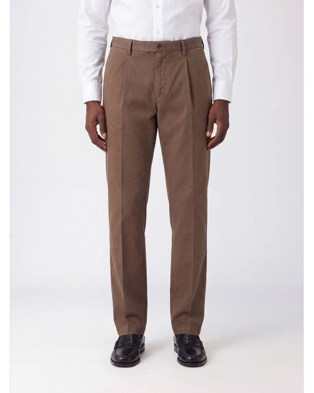 Briglia 1949 Brown Tiberio Slim Fit Cotton Blend Tailored Trousers for men