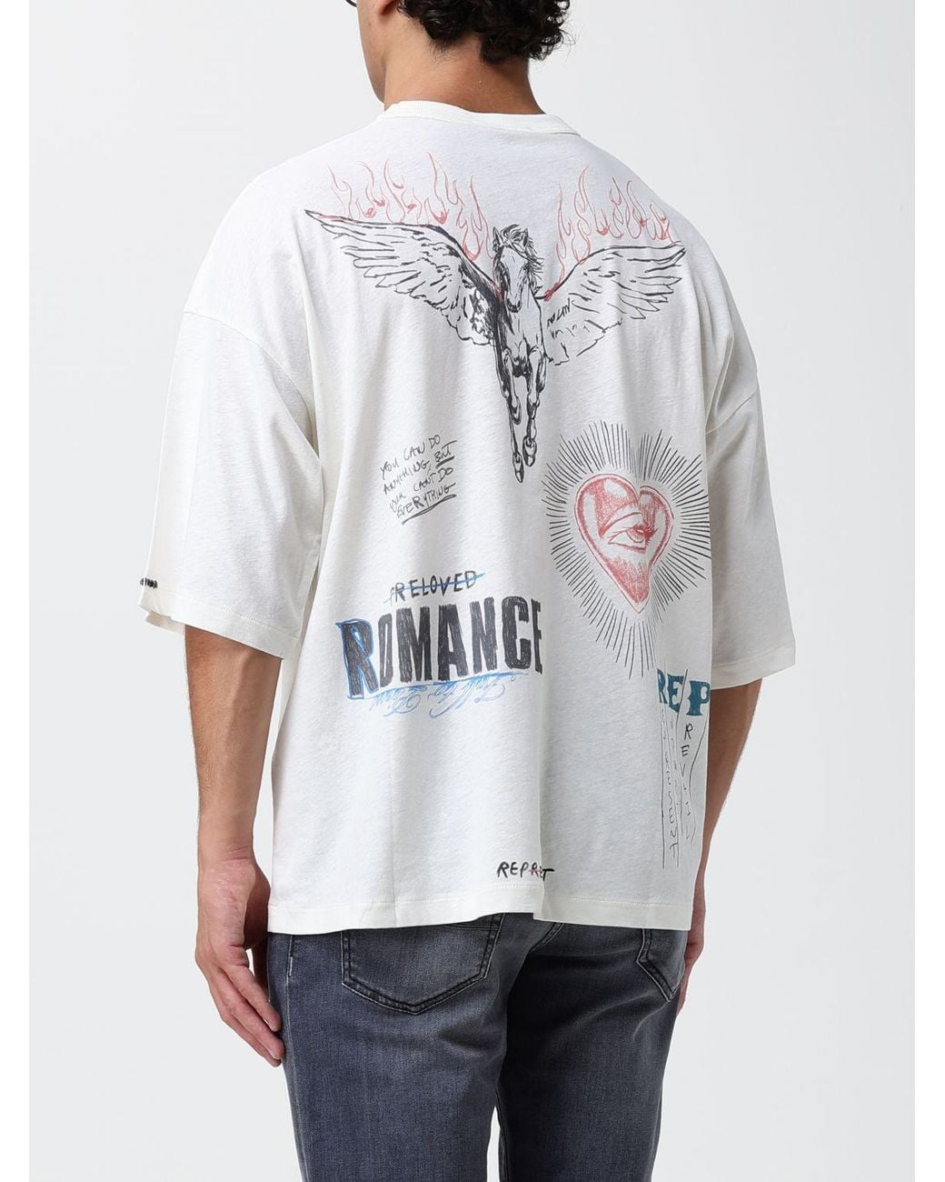 Represent White Relaxed Fit Cotton T-Shirt With Graphic Print for men