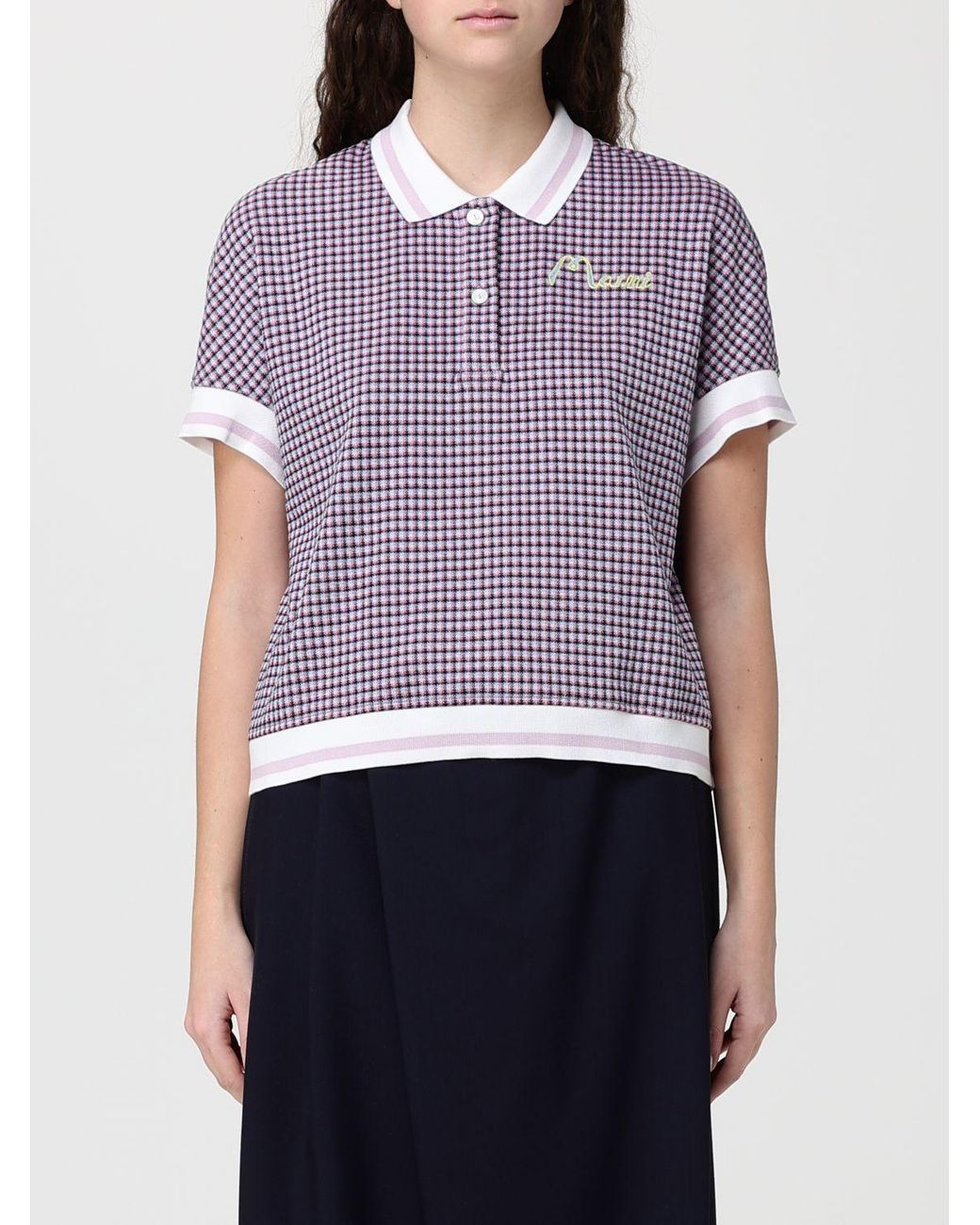 Marni Purple Vichy Cotton Polo Shirt