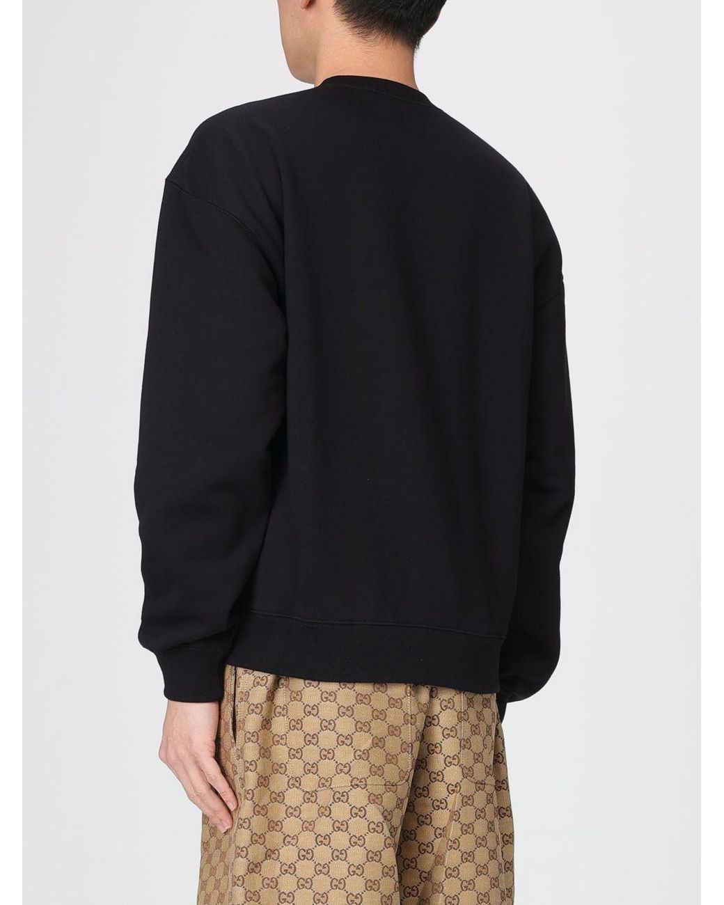 Sudadera De Cuello Redondo De Algodón Gucci de hombre de color Black