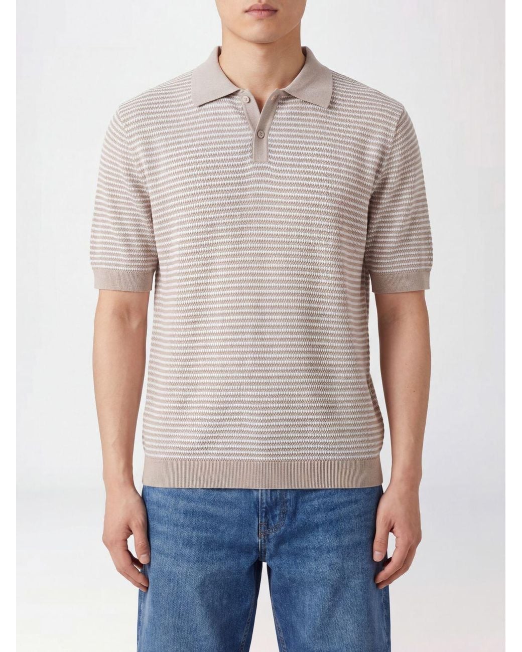 Ballantyne Blue Knitted Polo Shirt for men