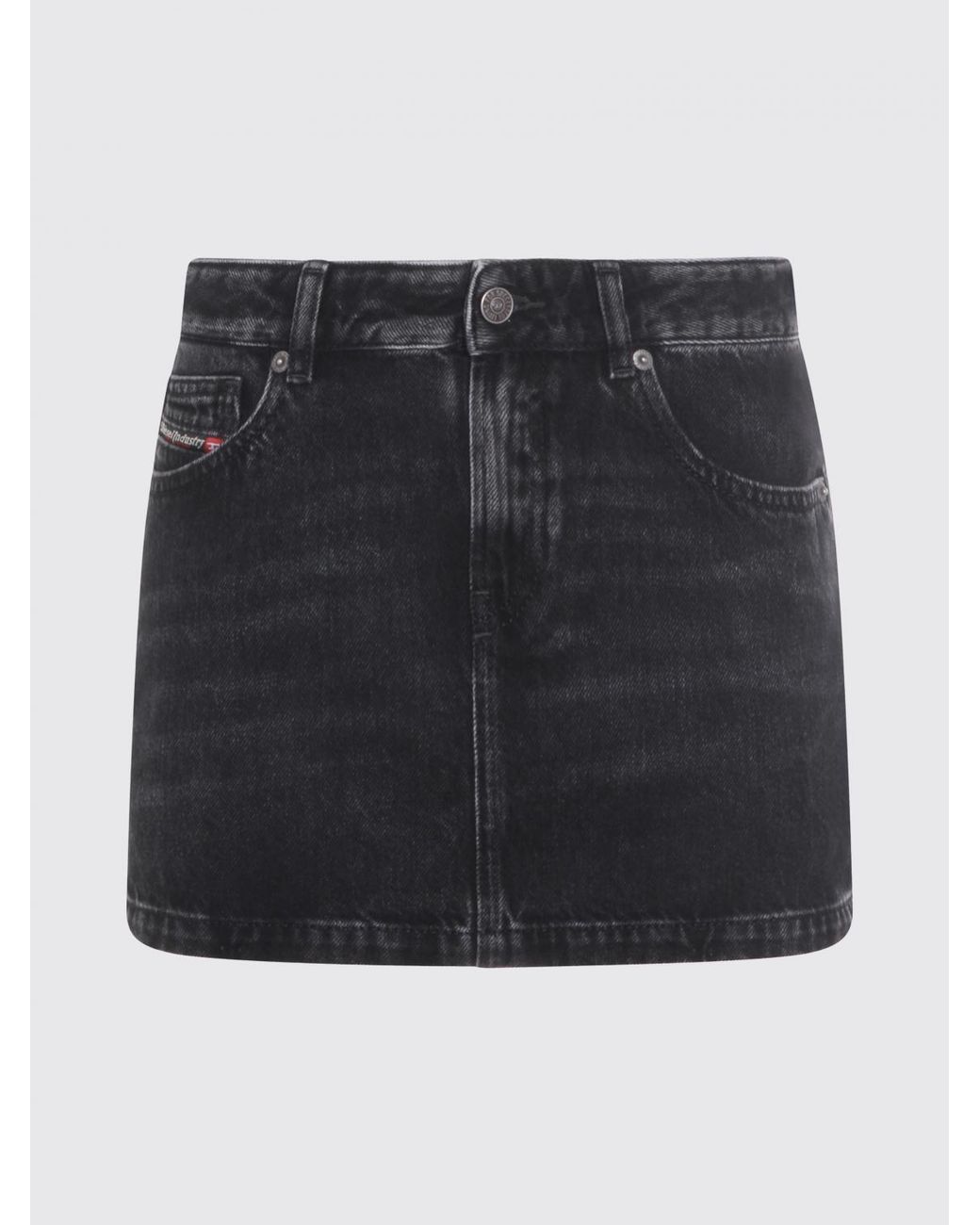 DIESEL Black De-Ron Cotton Denim Skirt