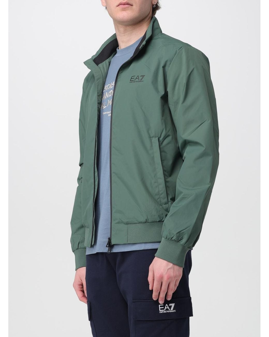 EA7 Green Polyester Jacket With Logo for men
