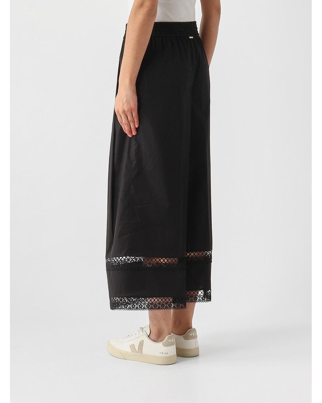 Twinset Black Cotton Blend Cropped Trousers
