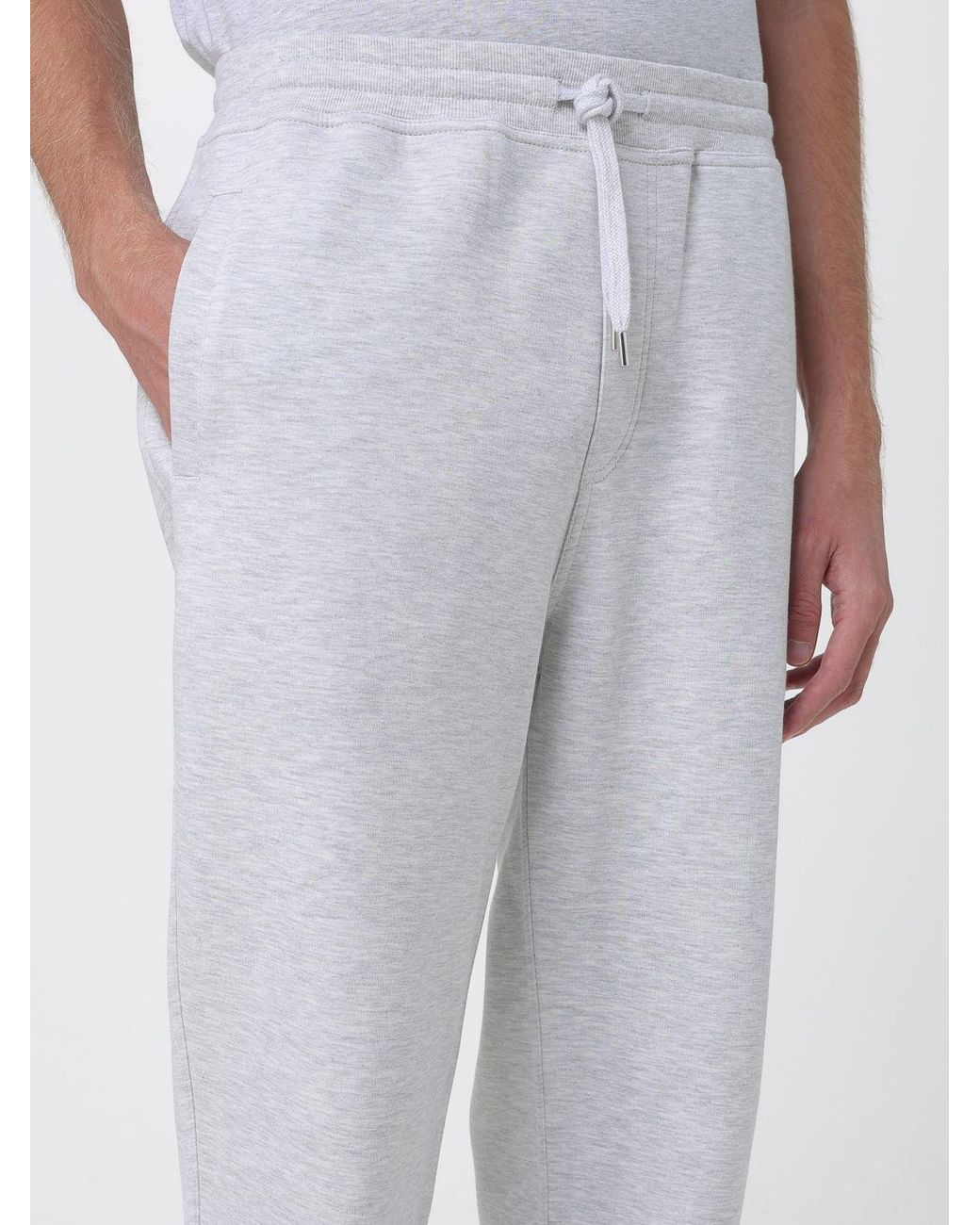 Brunello Cucinelli White Wool And Silk Drawstring Jogging Trousers for men