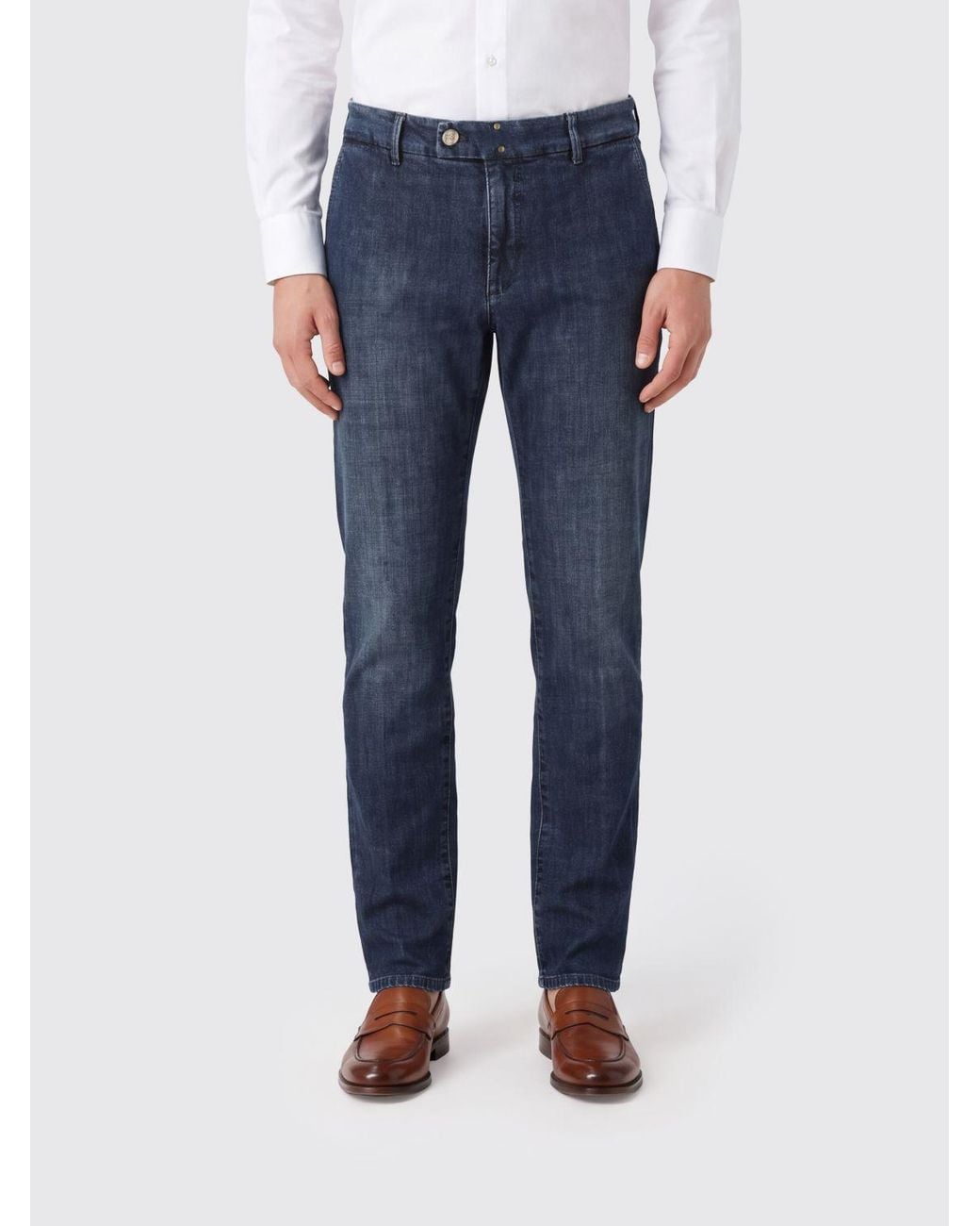 Slowear Blue Slim Fit Five-Pocket Jeans for men