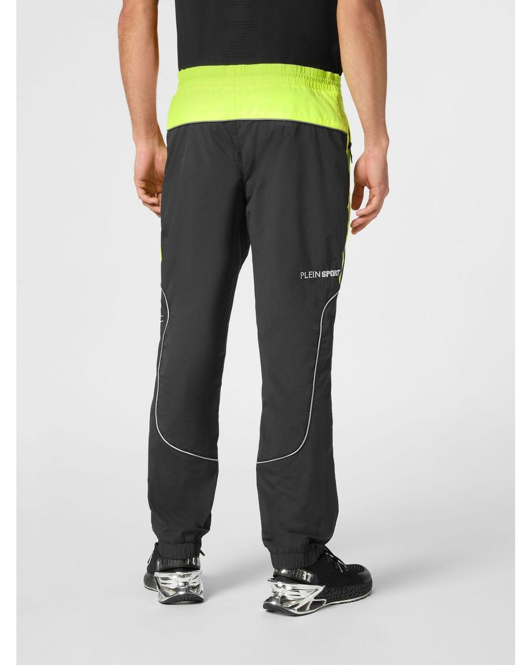 Philipp Plein Black Bicolor Print Stretch Technical Fabric Jogging Pants for men