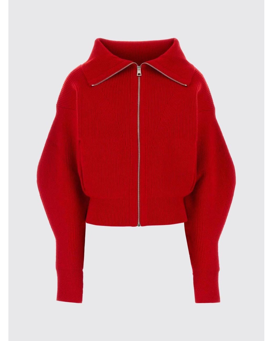Givenchy Red Wool And Cashmere Sailor Collar Zip-Up Cardigan