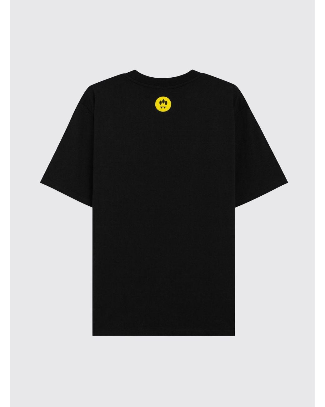 Barrow Black Cotton T-Shirt With Teddy Bear Print And Contrast Logo for men