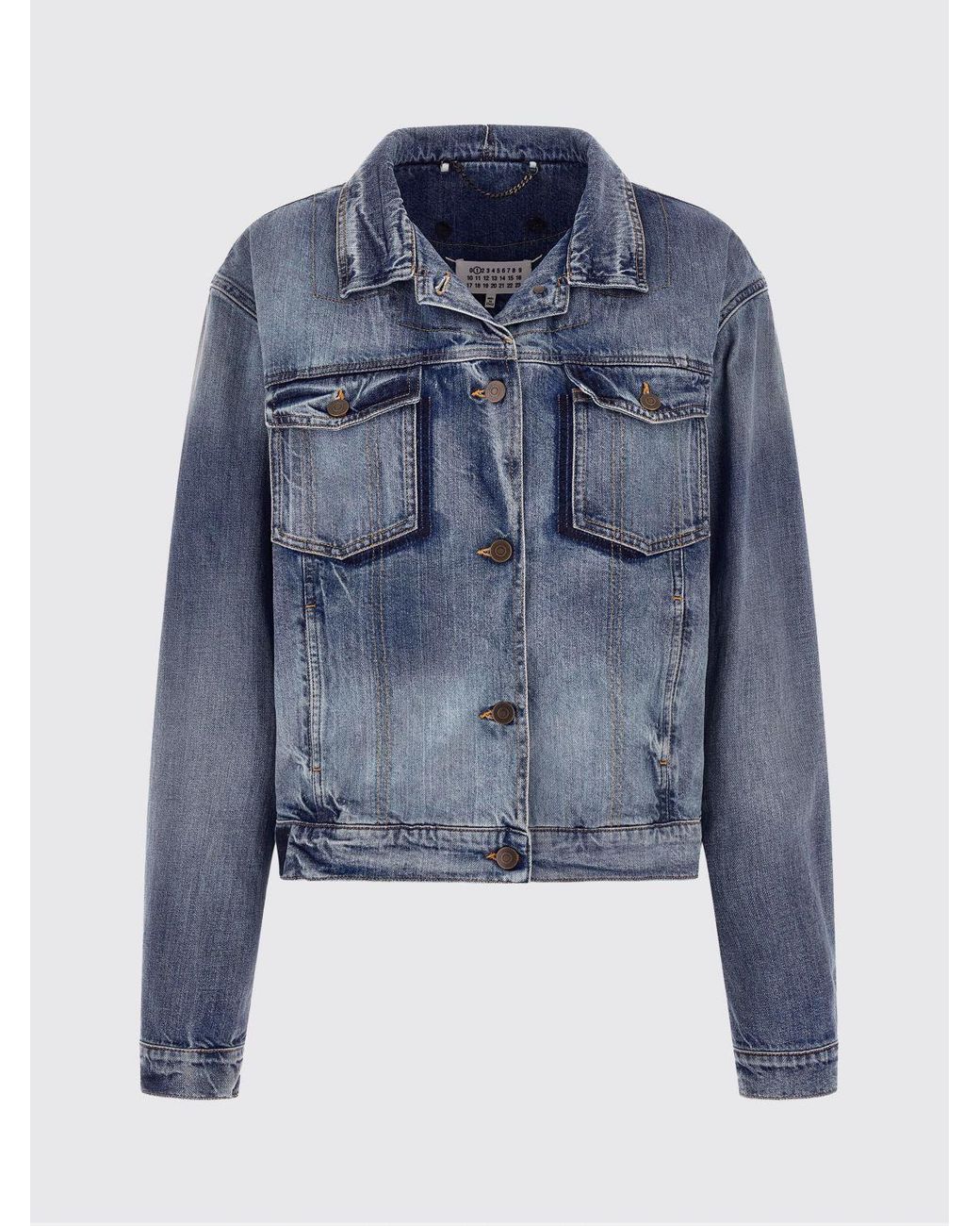 Maison Margiela Blue Single-Breasted Cotton Denim Jacket With Flap Pockets