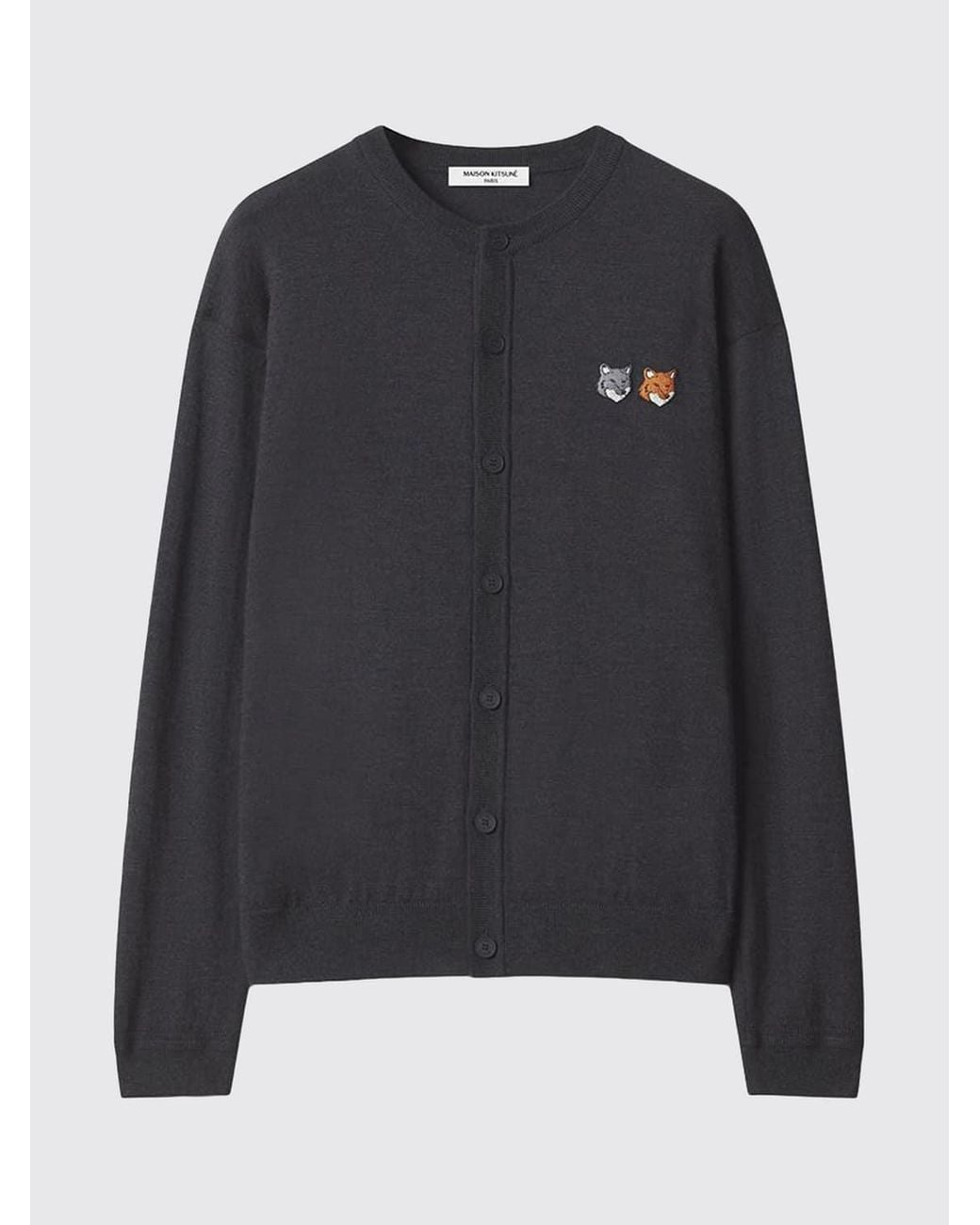 Maison Kitsuné Blue Maison Kitsun&Eacute Pure Wool Crewneck Cardigan With Chillax Fox Logo Patch for men