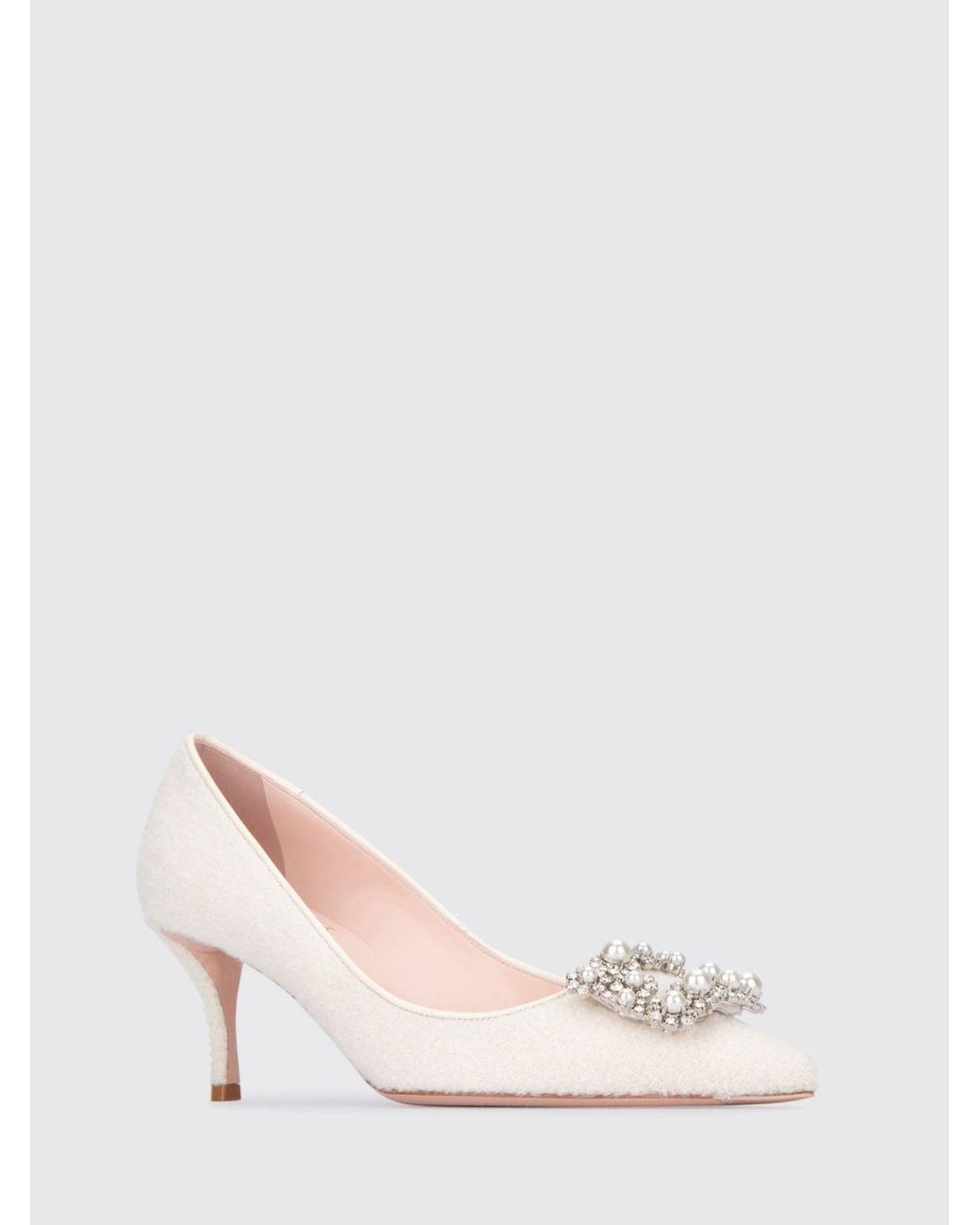 Roger Vivier Pink Tweed Pumps With Jewel Buckle