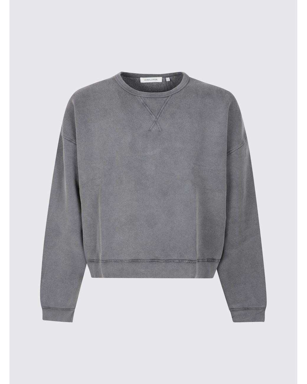 Sudadera De Cuello Redondo De Algodón Con Hombros Caídos Y Bajo Recto sunflower de hombre de color Gray