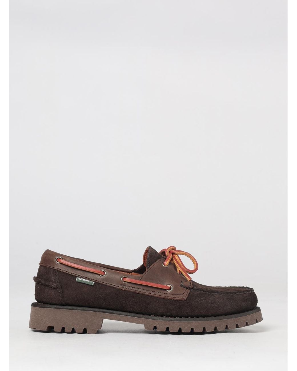 Sebago Brown Guardian Suede Boat Shoes With Side Lacing for men
