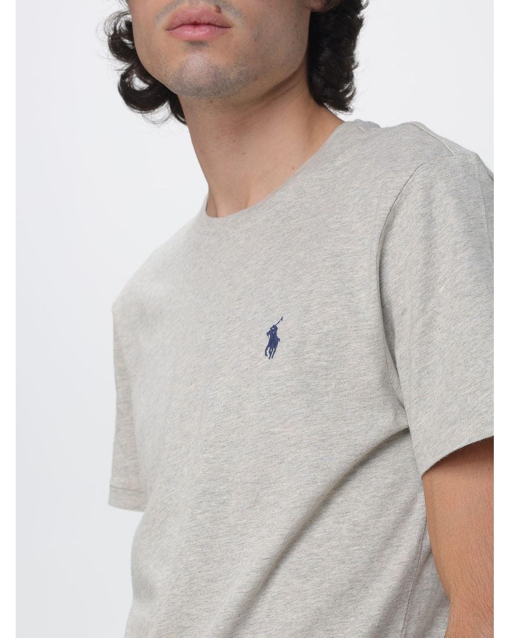 Polo Ralph Lauren Gray Crewneck Cotton T-Shirt With Embroidered Pony Logo for men