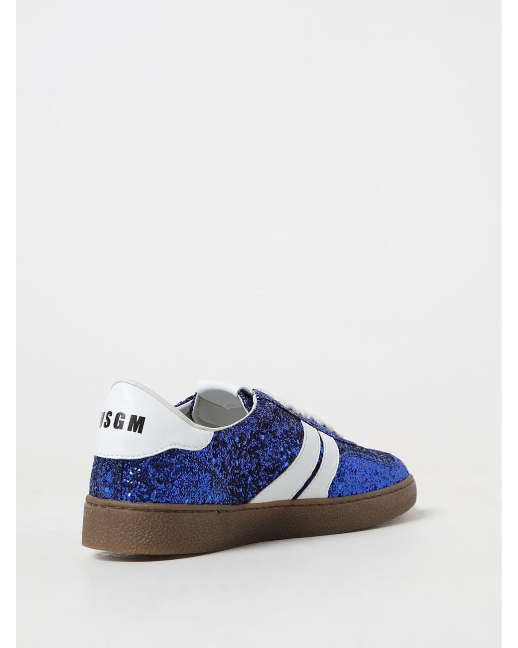 MSGM Blue Retro Sneakers In Glittery Fabric And Synthetic Leather