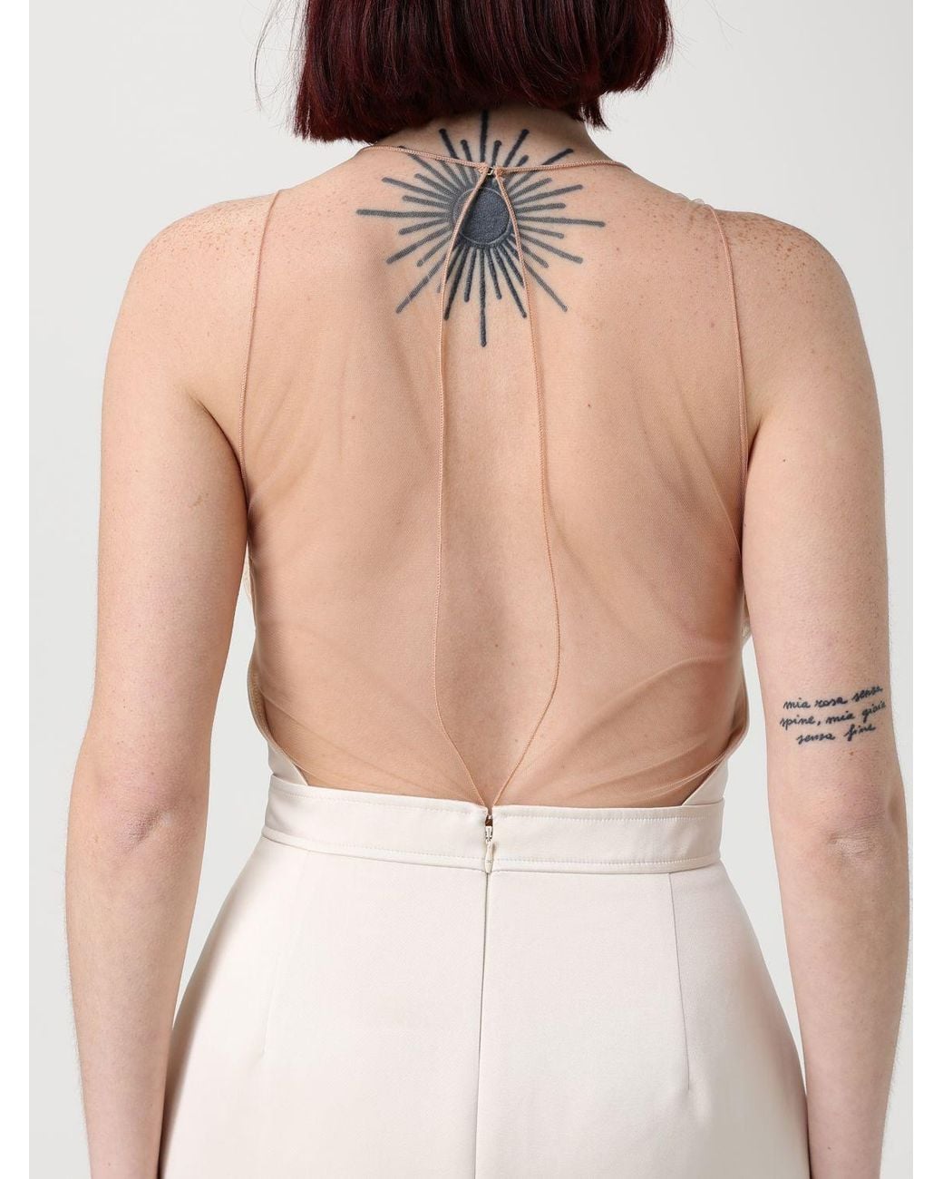 Elisabetta Franchi Natural Duchesse Dress With Crop Jacket