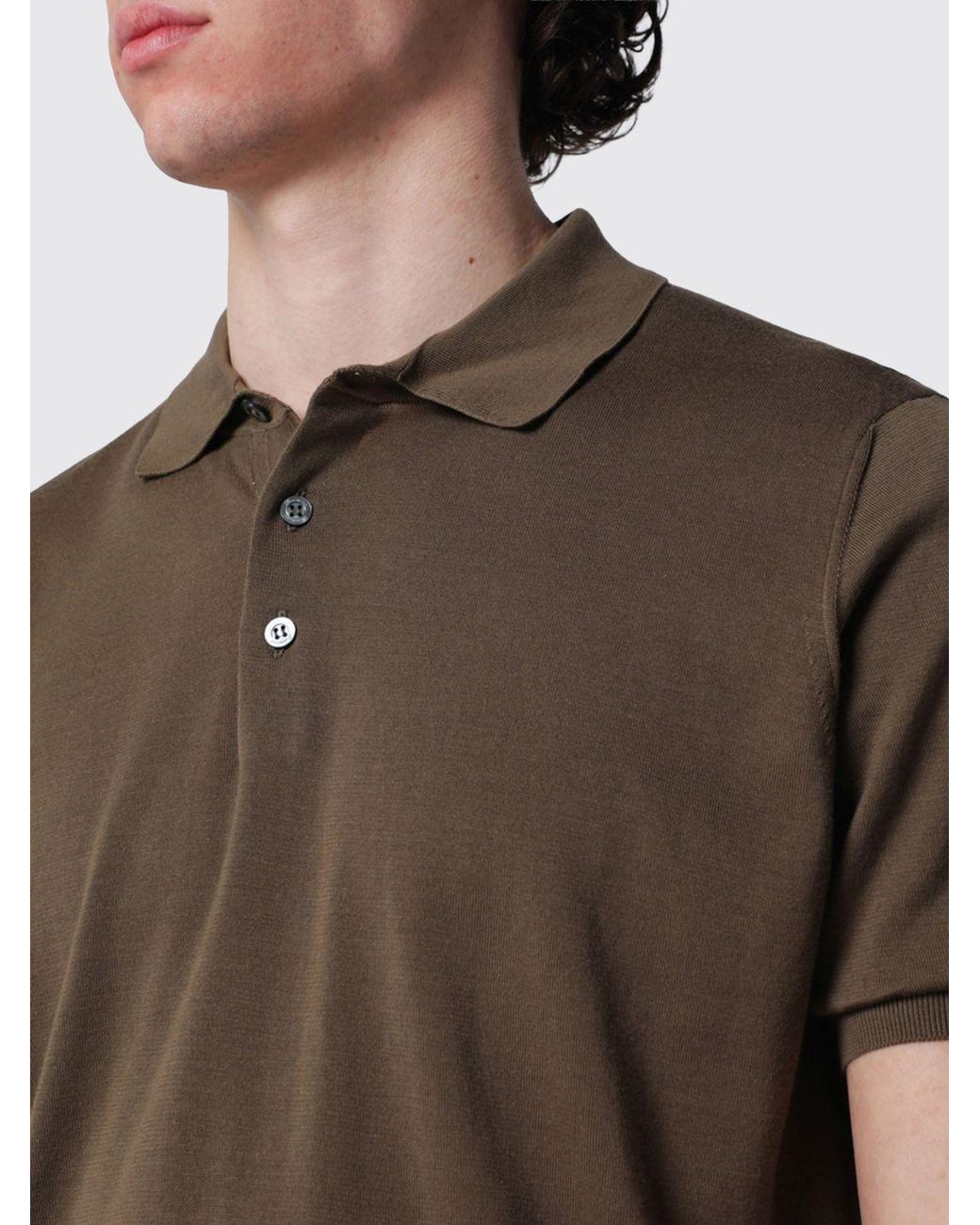 Drumohr Brown Cotton Knit Polo Shirt for men