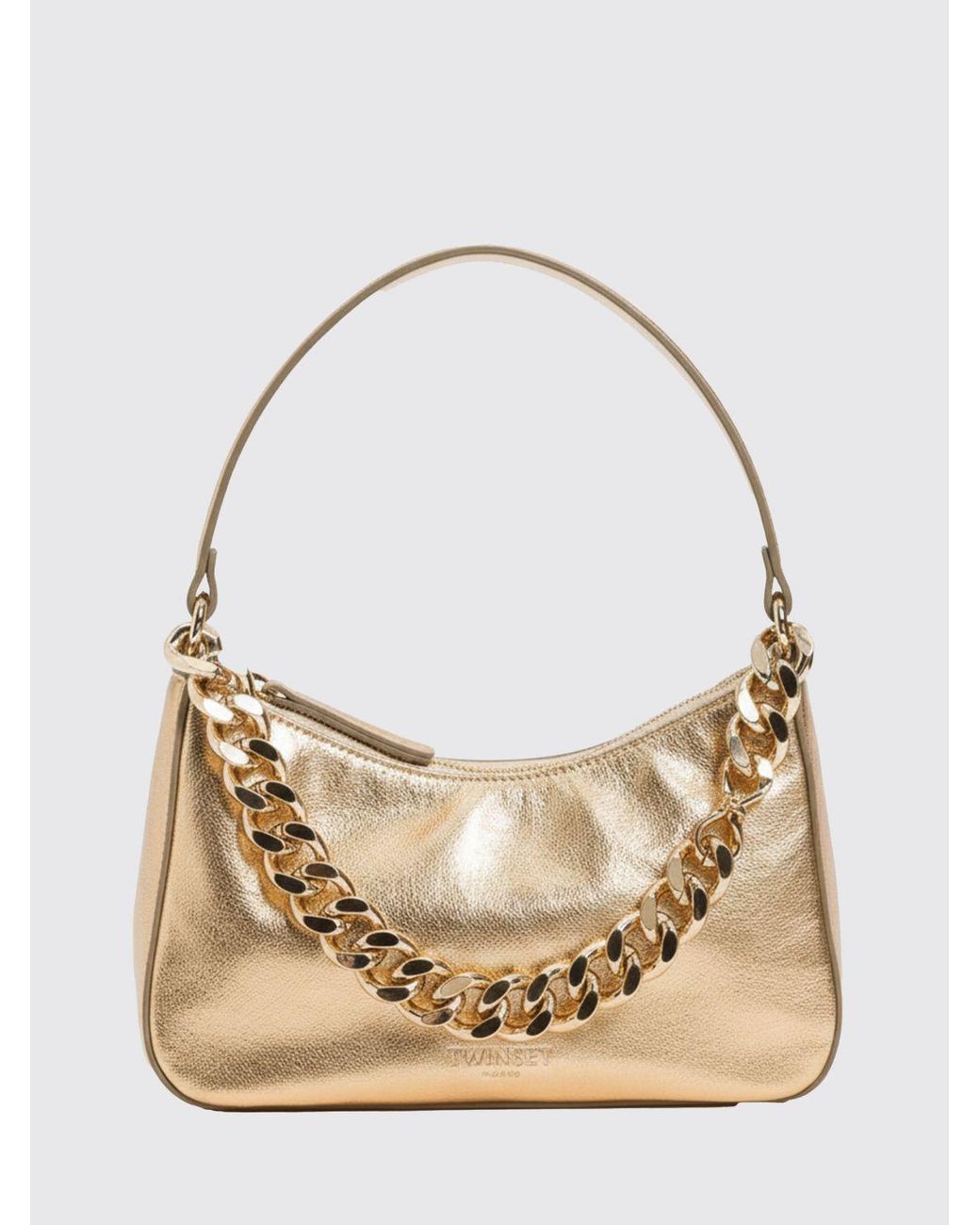Twinset Natural Liliane Medium Laminated Leather Bag