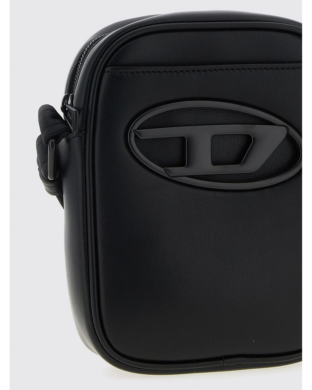 DIESEL Black Oval D Faux Leather Crossbody Bag