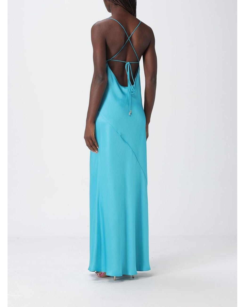 Pinko Farro Satin Dress in Blue | Lyst