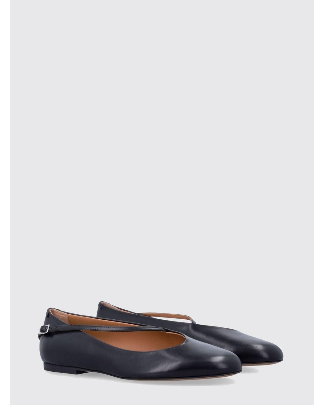 Jil Sander White Leather Ballerinas With Asymmetric Strap