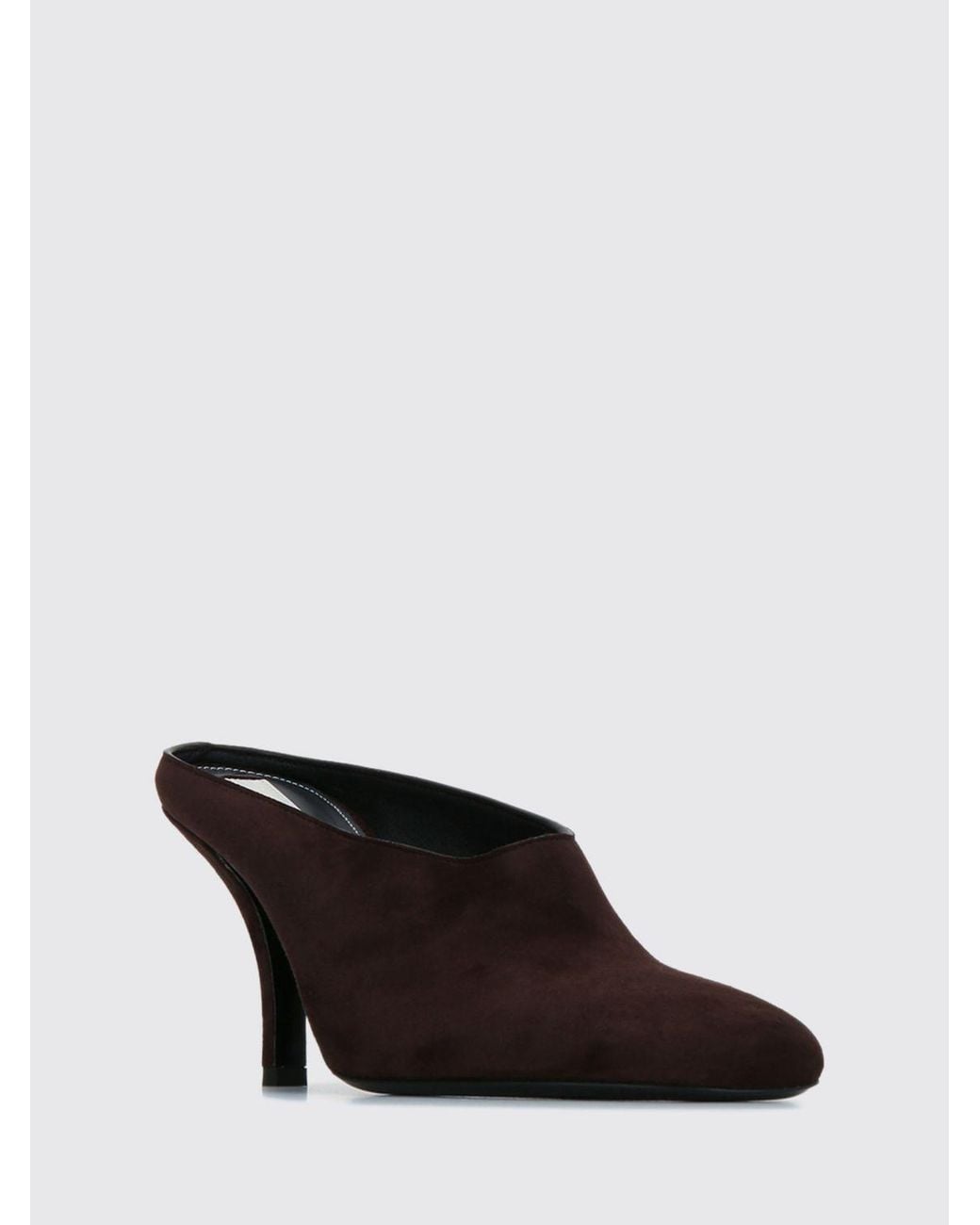 Totême Black Suede Sheepskin Mules With Round Toe And Stiletto Heel