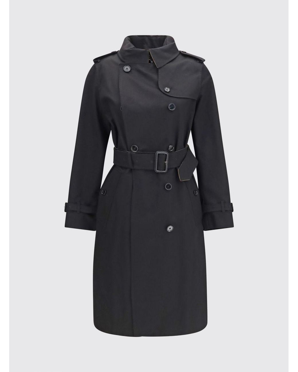 Burberry Blue Long Double-Breasted Cotton Gabardine Trench Coat With Belt