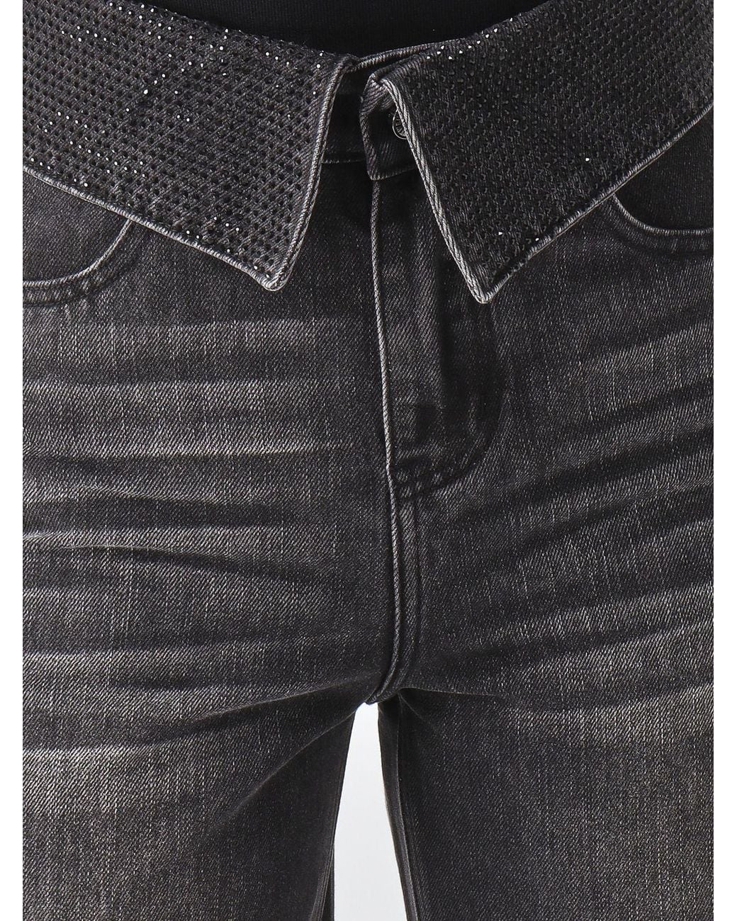 Twentyfourhaitch Black High-Waisted Straight Jeans
