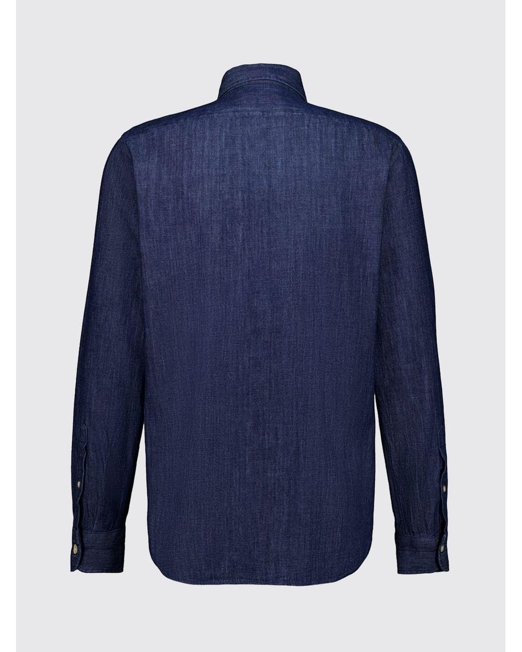 Boglioli Blue Slim Fit Cotton Shirt With French Collar for men