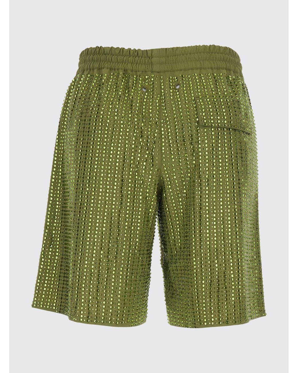 VENUJA Green High-Waisted Knee-Length Shorts With Rhinestone Embroidery