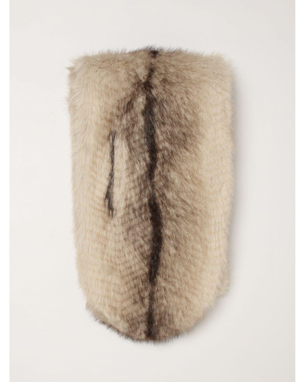 Twinset Natural Bicolor Faux-Fur Scarf With A Rounded Design
