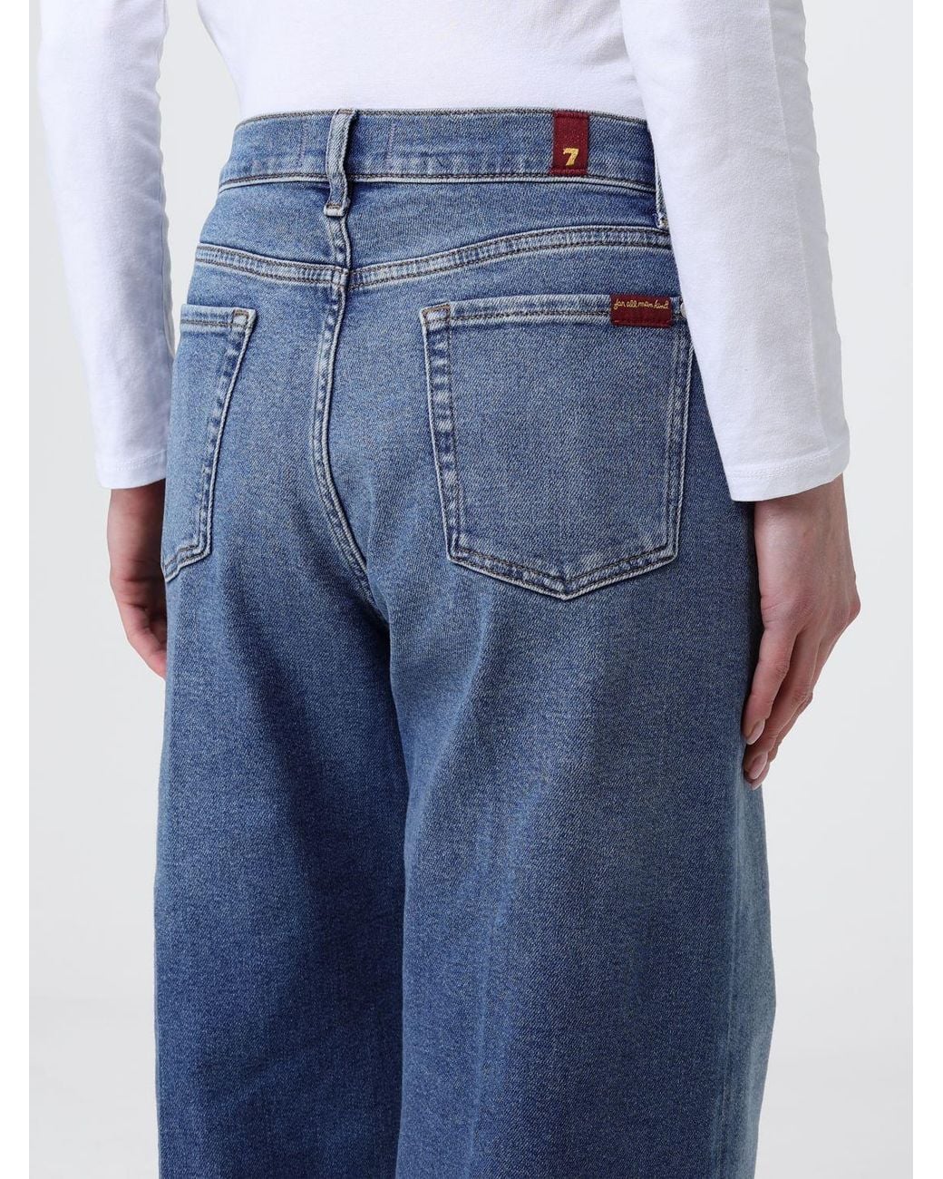 7 For All Mankind Blue Wide Leg Cotton Denim Jeans