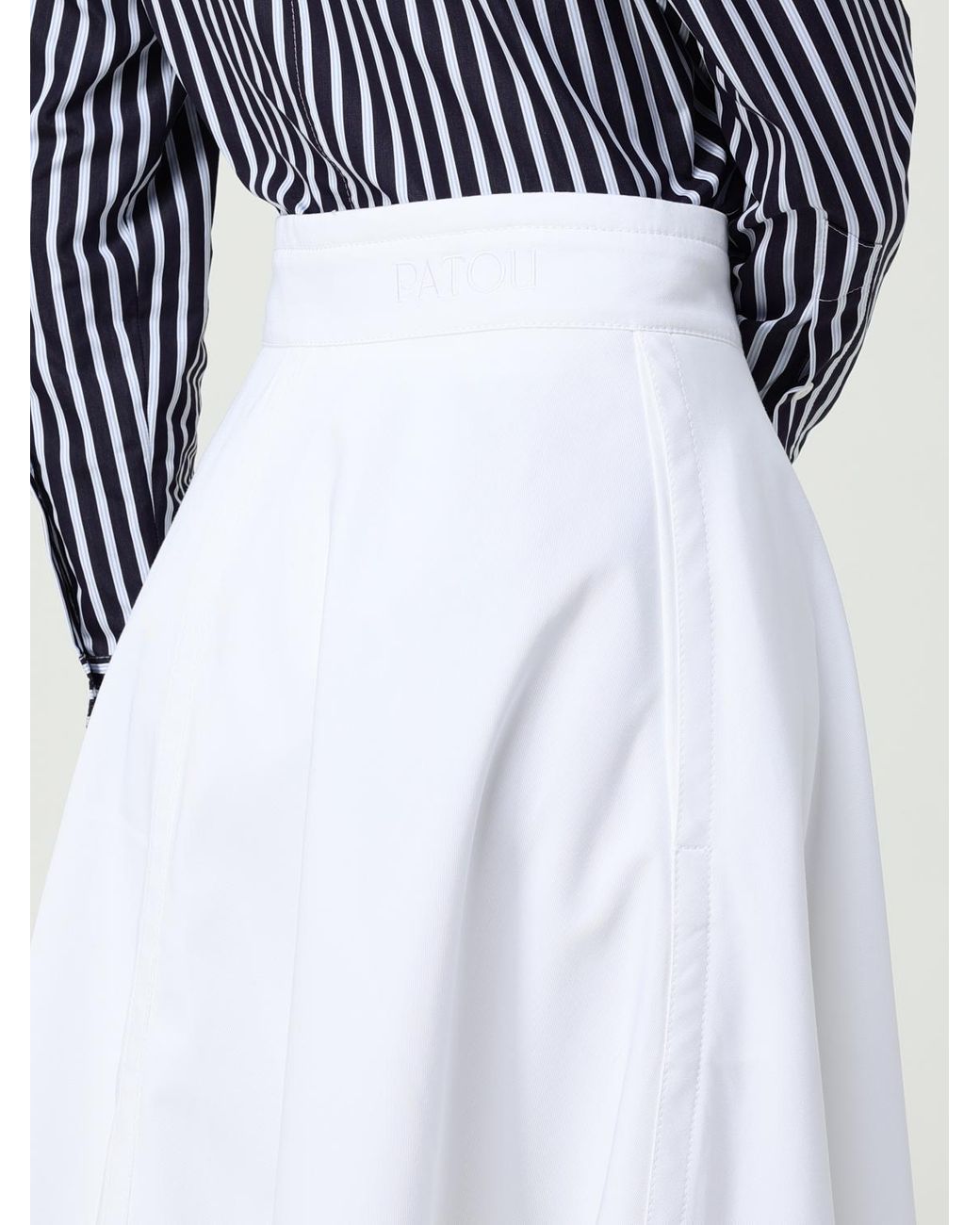 スカート PATOU Woman Skirt White SK0830074 001W PATOU Cotton-poplin mini skirt | NET-A-PORTER