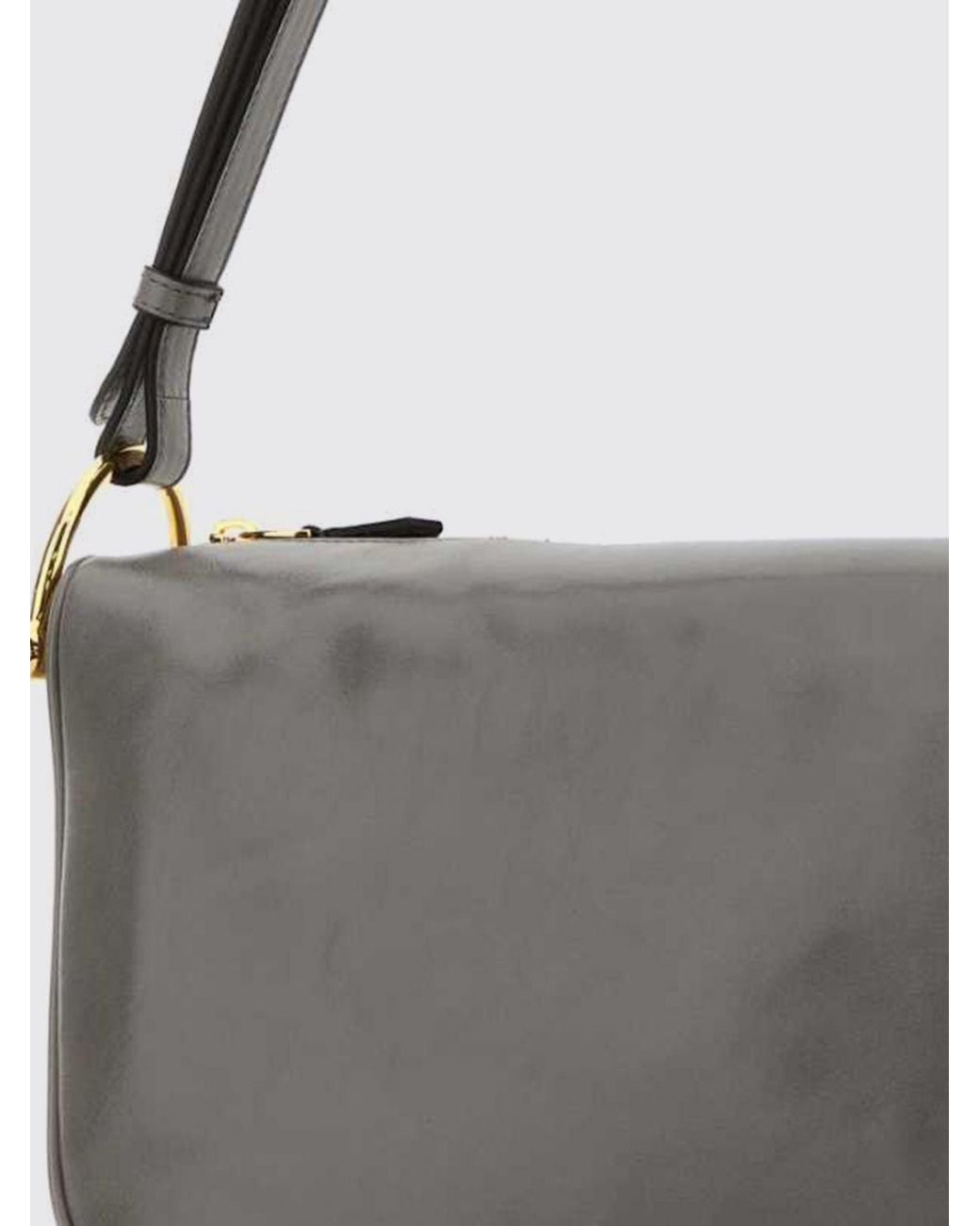 Gucci Gray Smooth Calfskin Shoulder Bag With Adjustable Handle And Zip Closure