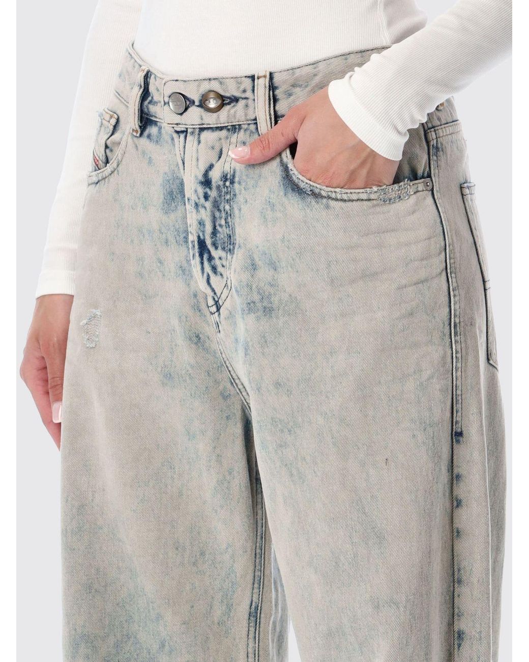 DIESEL Gray 1996 D-Sire-Yu Low-Rise Wide Leg Bleached Denim Jeans